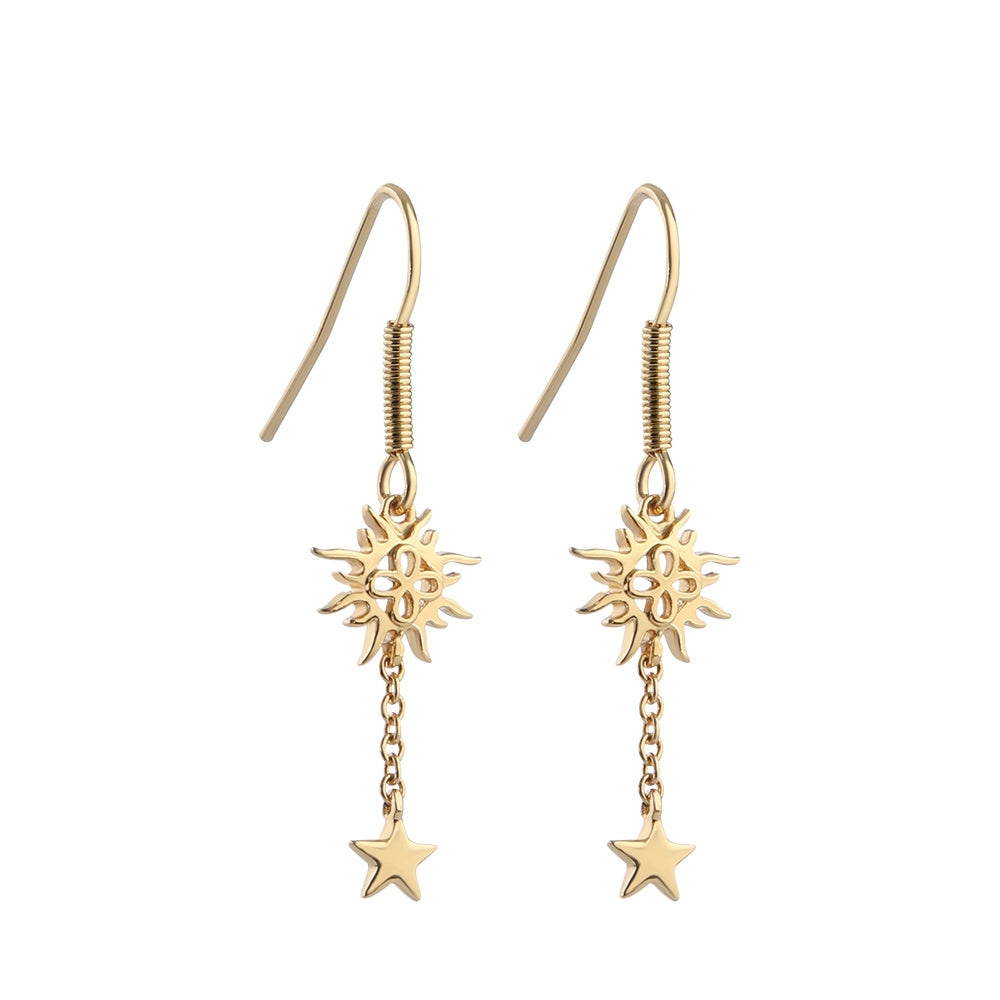 Drop Earrings with Sun and Stars