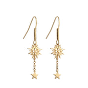 Drop Earrings with Sun and Stars