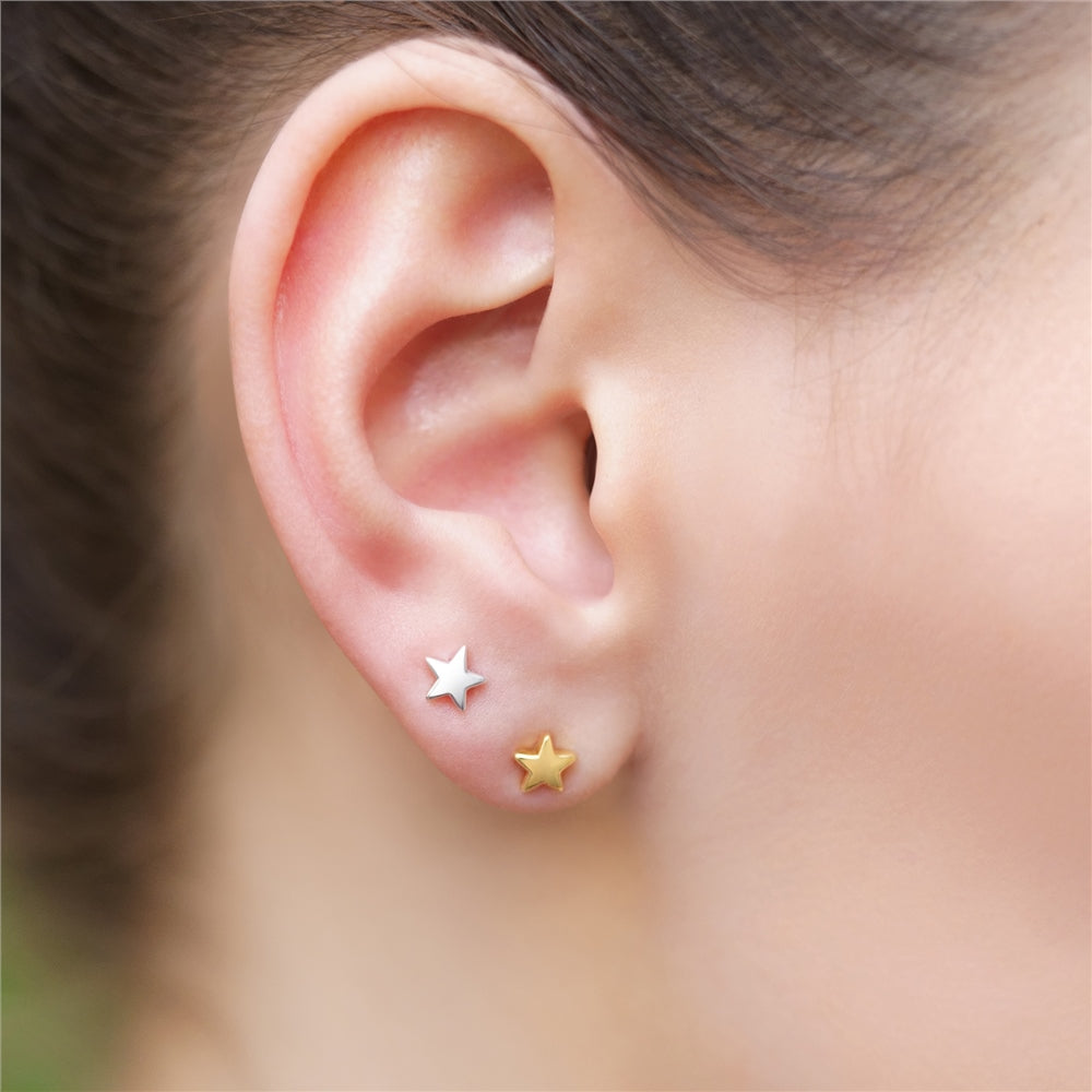Silver Plated Star Stud Earrings