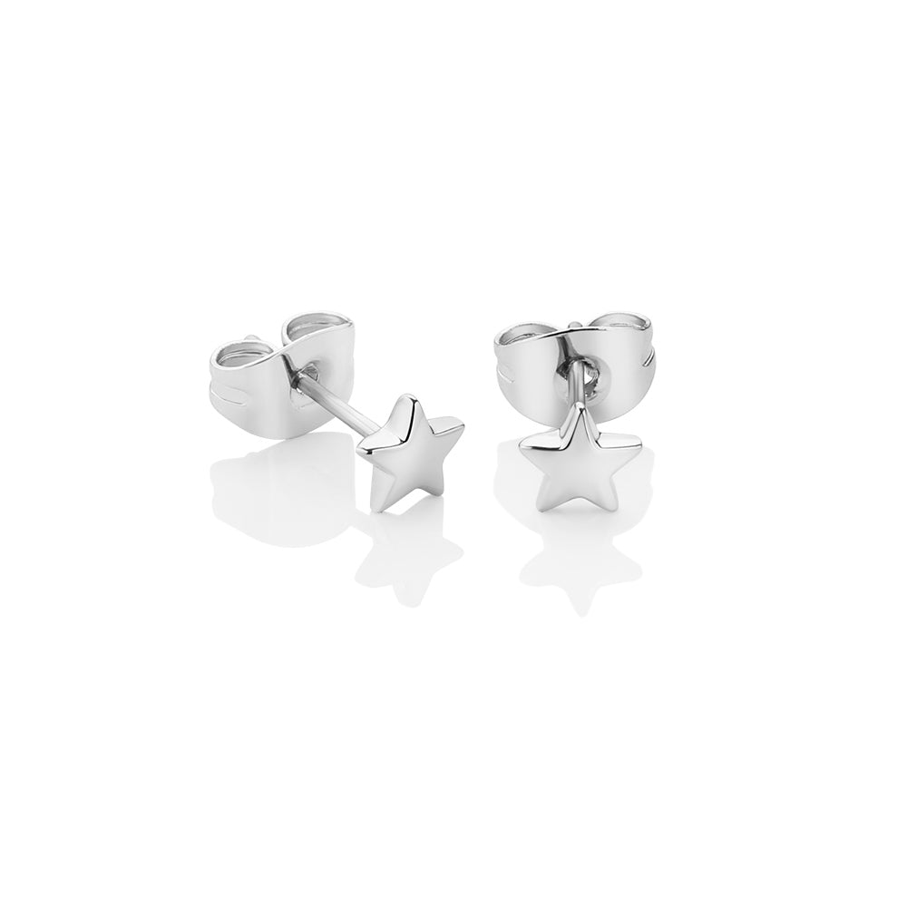 Silver Plated Star Stud Earrings
