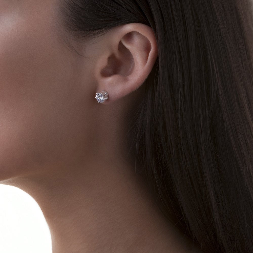 Stud Earrings Clear Stone 6mm