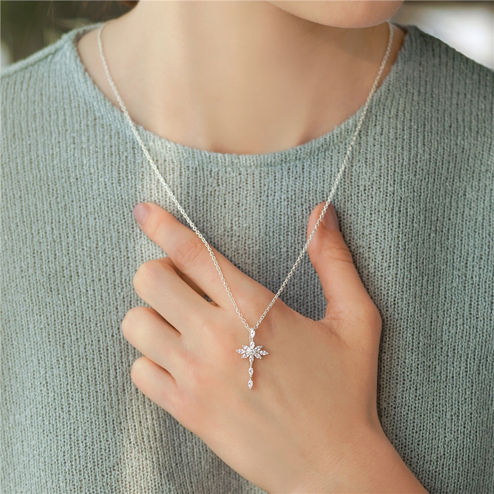 Cross Pendant with Clear Stones