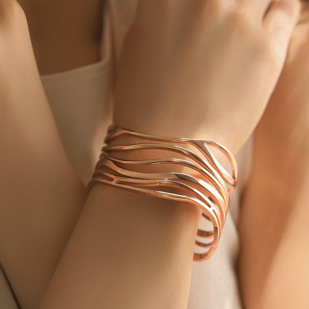 Large Rose Gold Plated Orca Bangle
