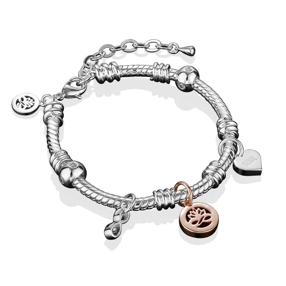 Ti:amo Silver Plated Charm Bracelet