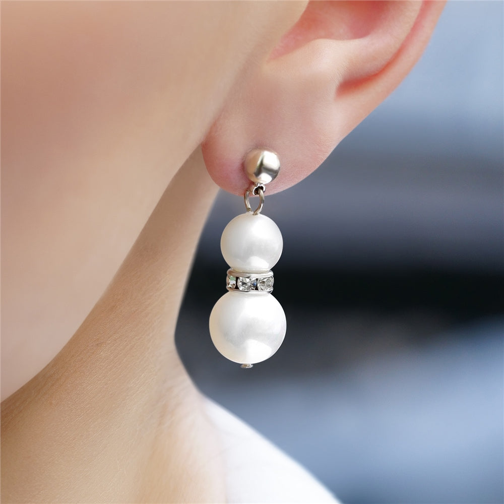 Pearl with Crystal Drop Earrings