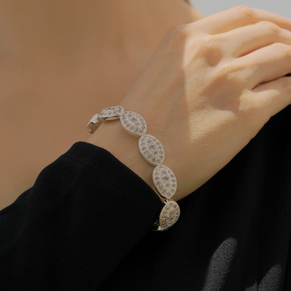 Oval Bracelet with Clear Stones