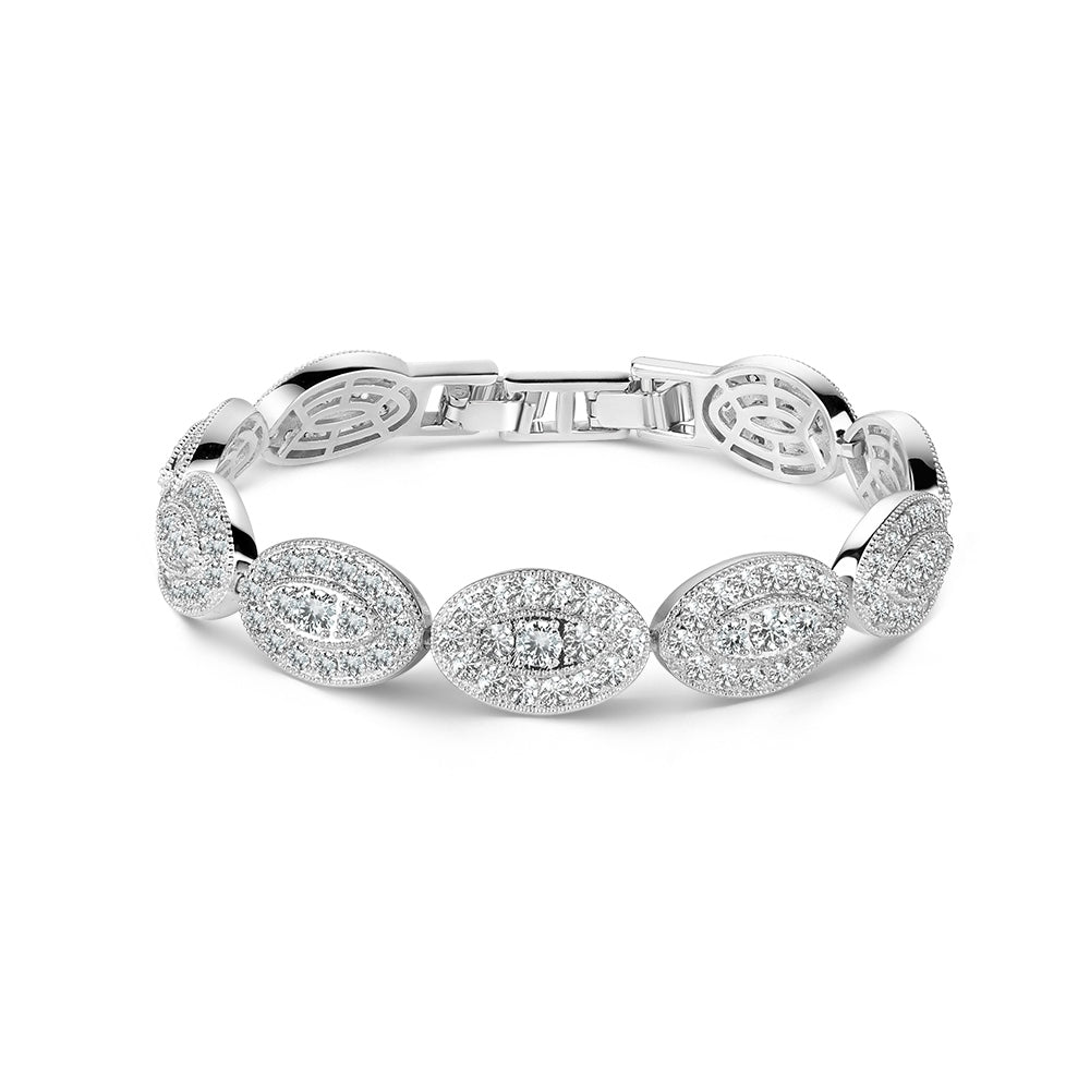 Oval Bracelet with Clear Stones