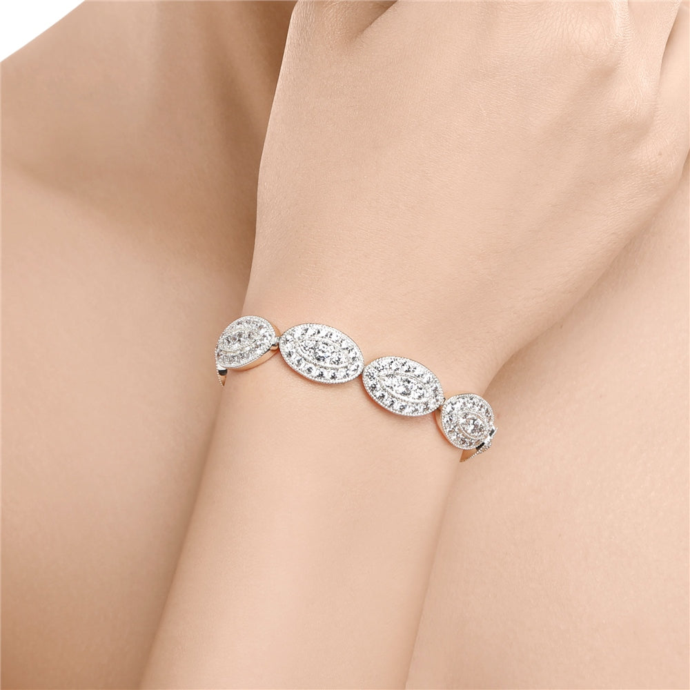 Oval Bracelet with Clear Stones