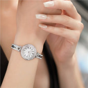 Ladies Silverplated Watch Clear Stones bracelet