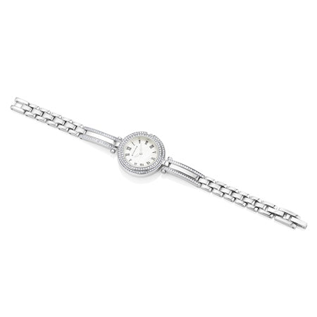 Ladies Silverplated Watch Clear Stones bracelet