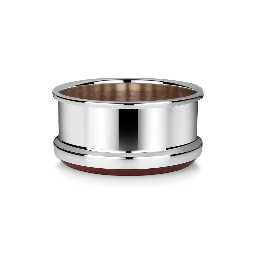 Silver Plated Bottle Coaster with Wooden Base
