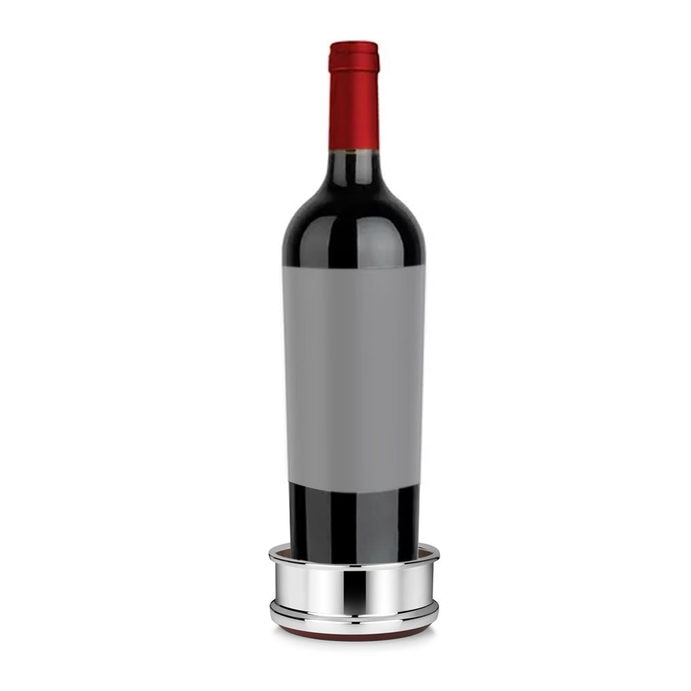 Silver Plated Bottle Coaster with Wooden Base