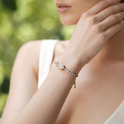 Antique Gold Plated Bracelet Pink & Clear stones