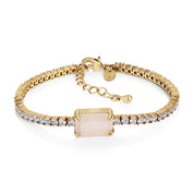 Antique Gold Plated Bracelet Pink & Clear stones