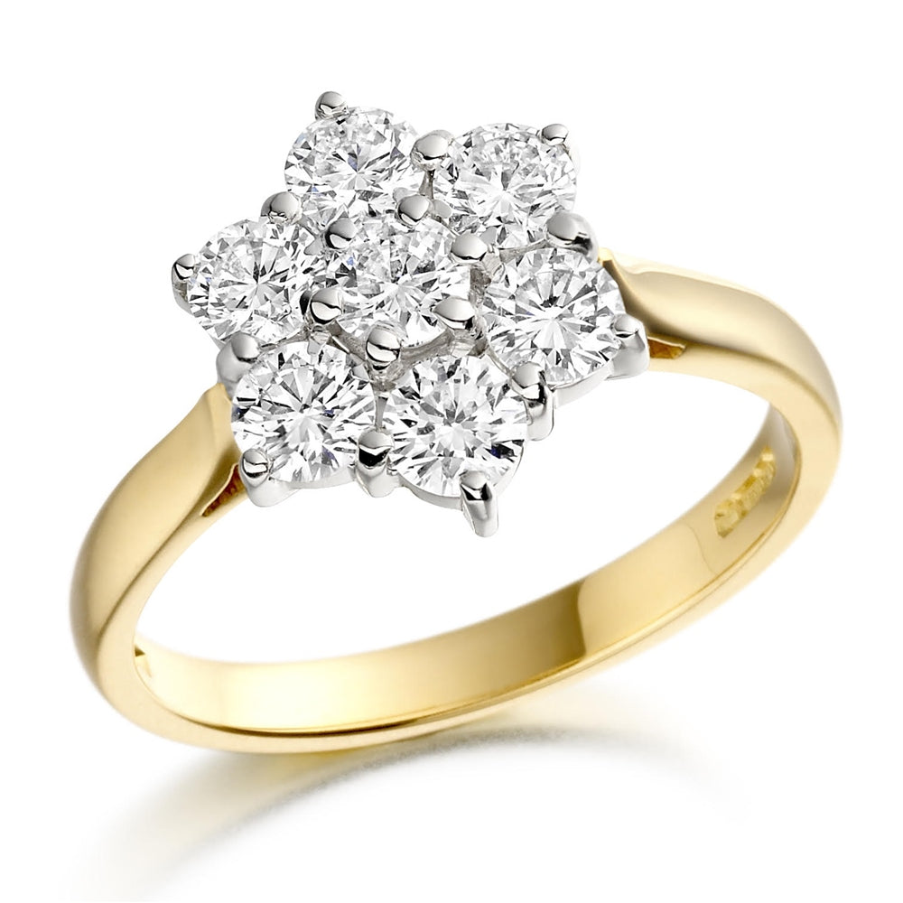 18ct Yellow Gold Daisy Cluster Diamond Ring