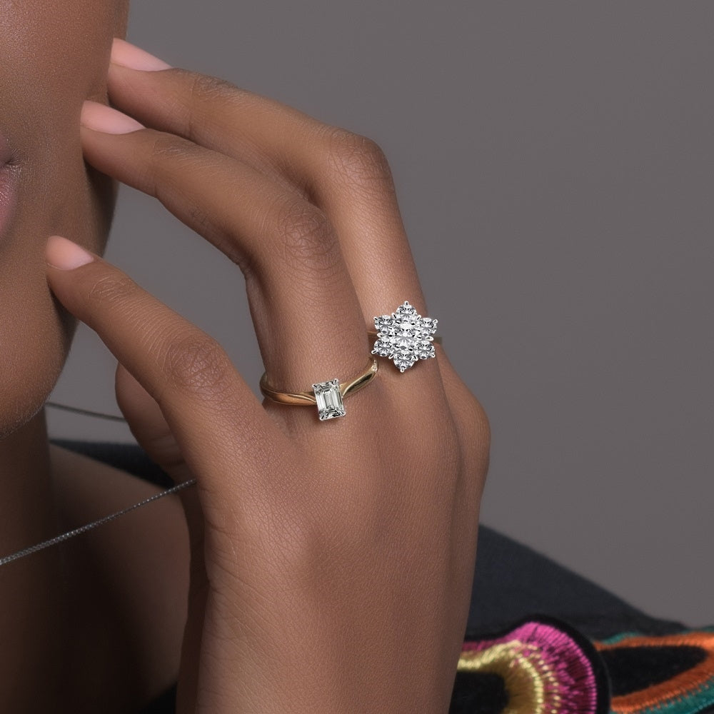 18ct Yellow Gold Emerald Cut Diamond Ring