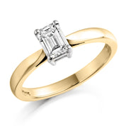 18ct Yellow Gold Emerald Cut Diamond Ring