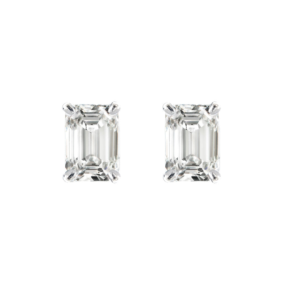 18ct White Gold Emerald Cut Diamond Earrings