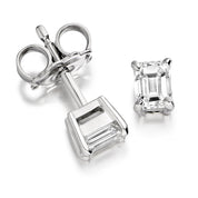 18ct White Gold Emerald Cut Diamond Earrings