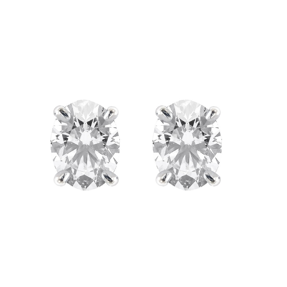 18ct White Gold Oval Shape Diamond Earrings