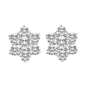 18ct White Gold Daisy Cluster Diamond Earrings