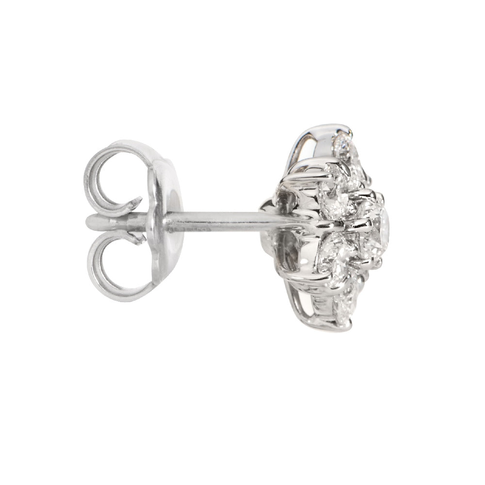 18ct White Gold Daisy Cluster Diamond Earrings