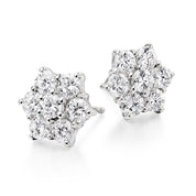 18ct White Gold Daisy Cluster Diamond Earrings