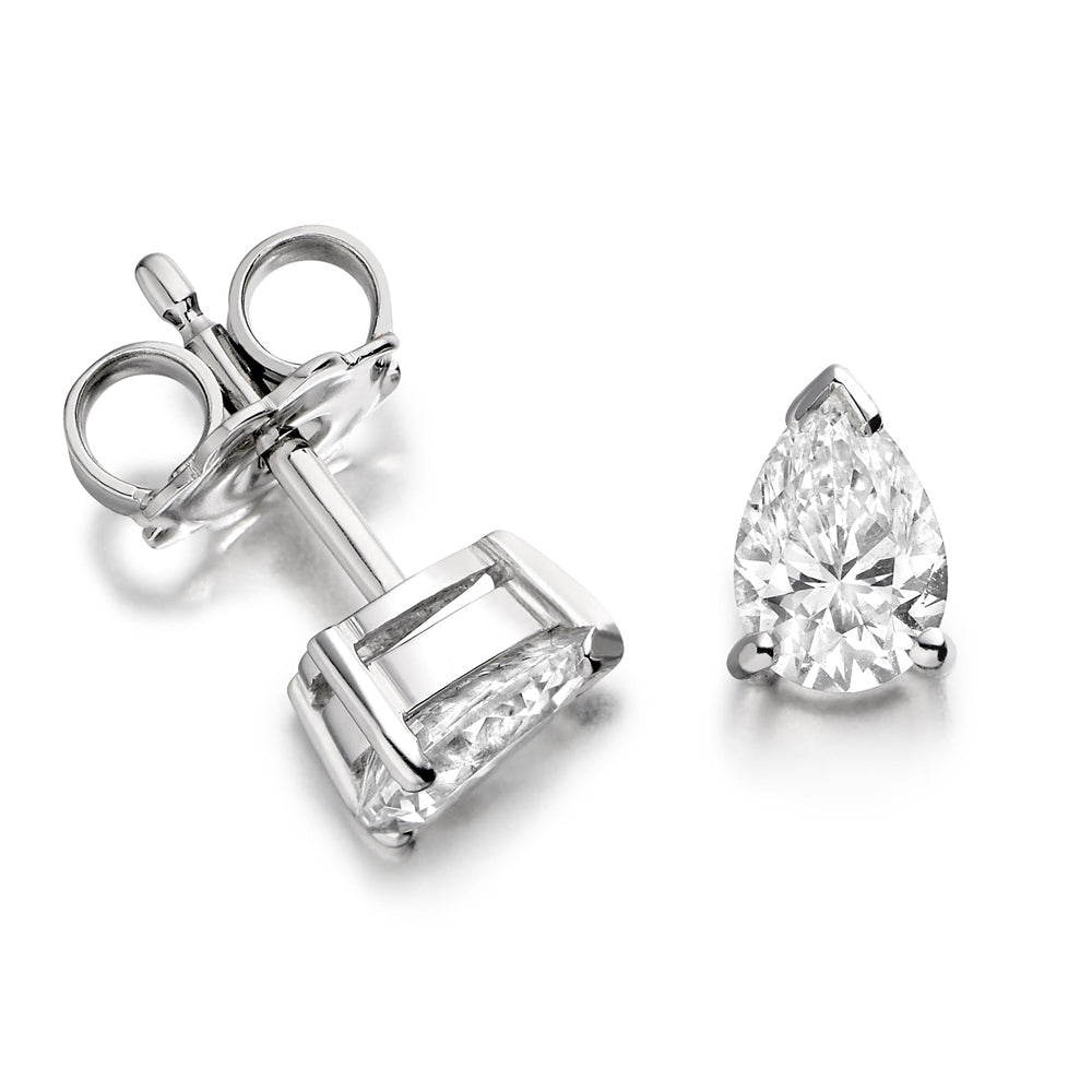 18ct White Gold Pear shaped Diamond Earrings