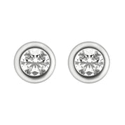 18ct White Gold Rim Set Diamond Earrings