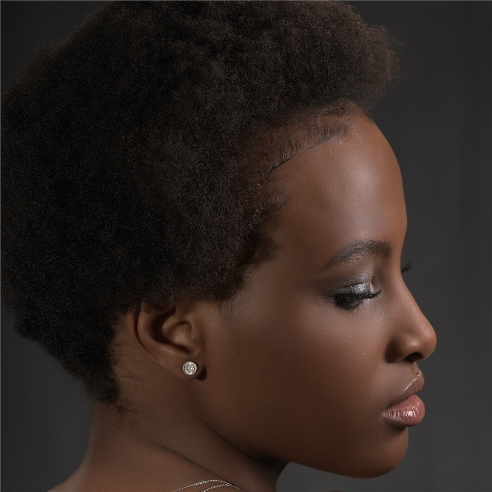 18ct White Gold Rim Set Diamond Earrings