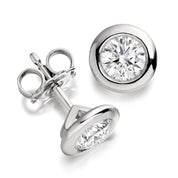 18ct White Gold Rim Set Diamond Earrings