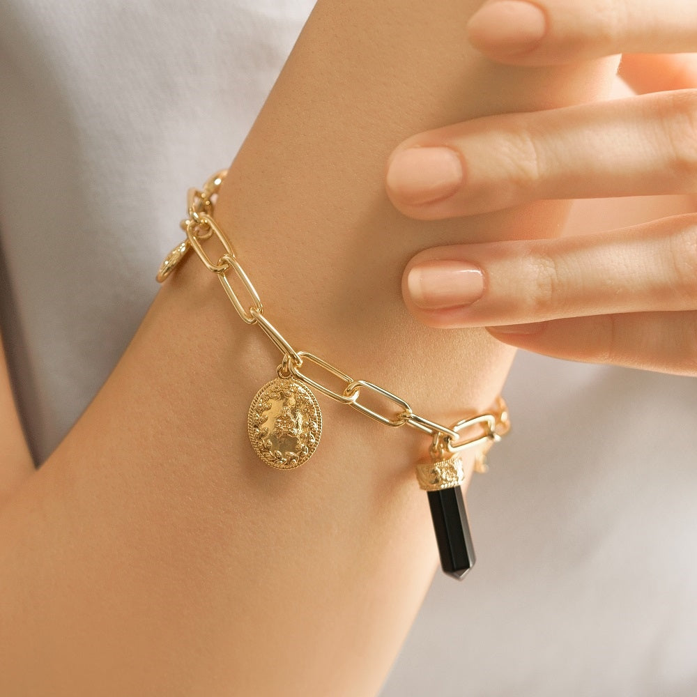 Gold Plated Bracelet with Charms