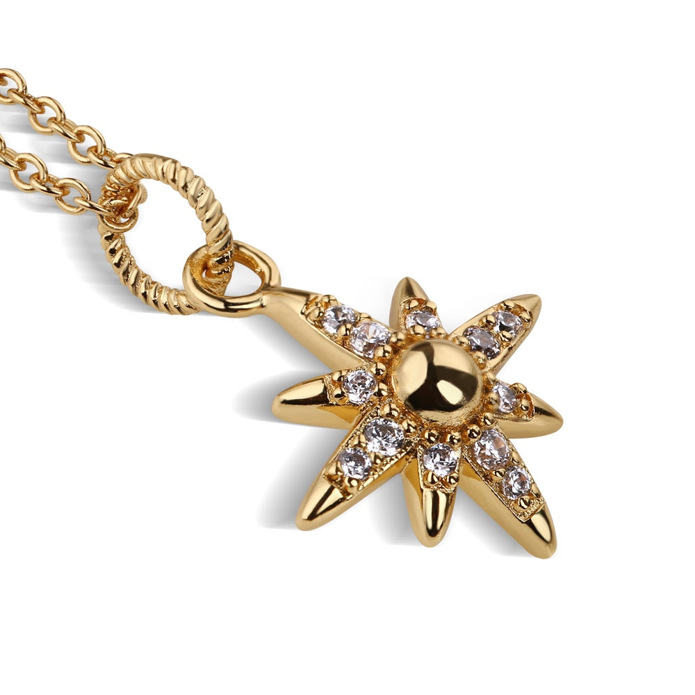 Gold Plated Star Pendant with Clear Stones – Newbridge Silverware