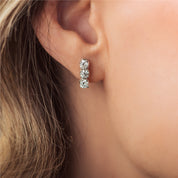 18ct White Gold 3-Stone Drop Diamond Earrings