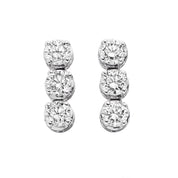 18ct White Gold 3-Stone Drop Diamond Earrings