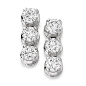 18ct White Gold 3-Stone Drop Diamond Earrings