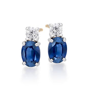 18ct White Gold Small Oval Sapphire and Diamond earrings