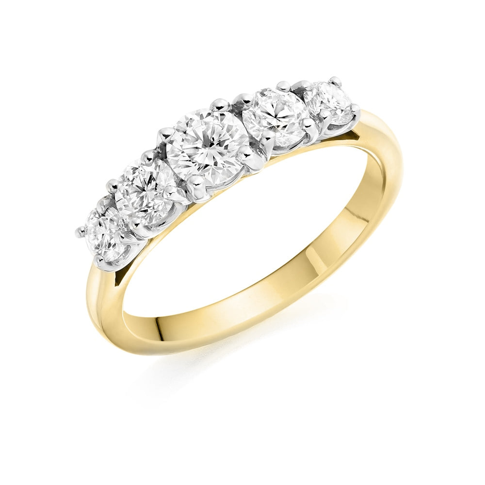 18ct Yellow Gold Graduated 5 Stone Diamond Ring