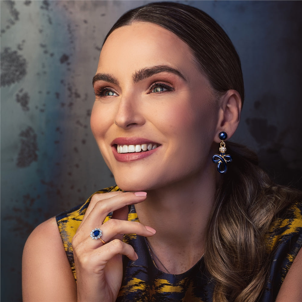 18ct Yellow Gold Sapphire and Diamond Cluster Ring