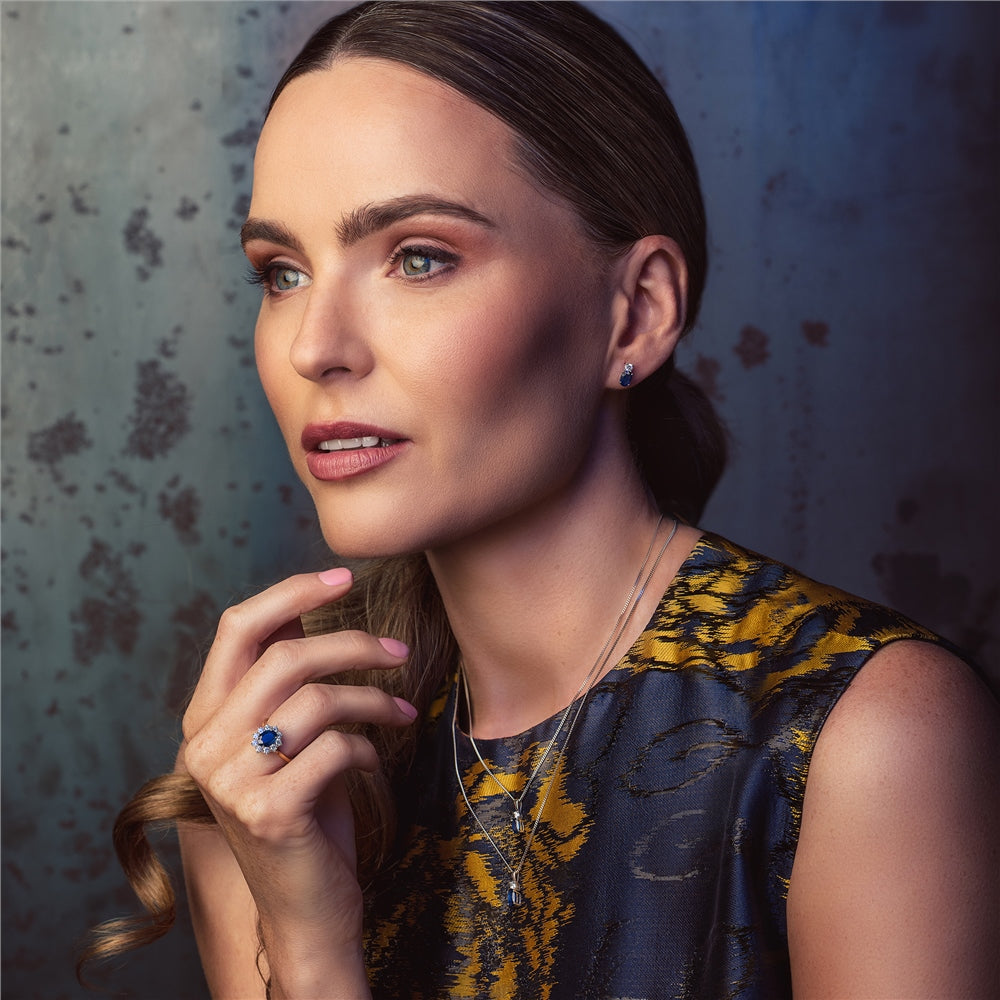 18ct Yellow Gold Sapphire and Diamond Cluster Ring