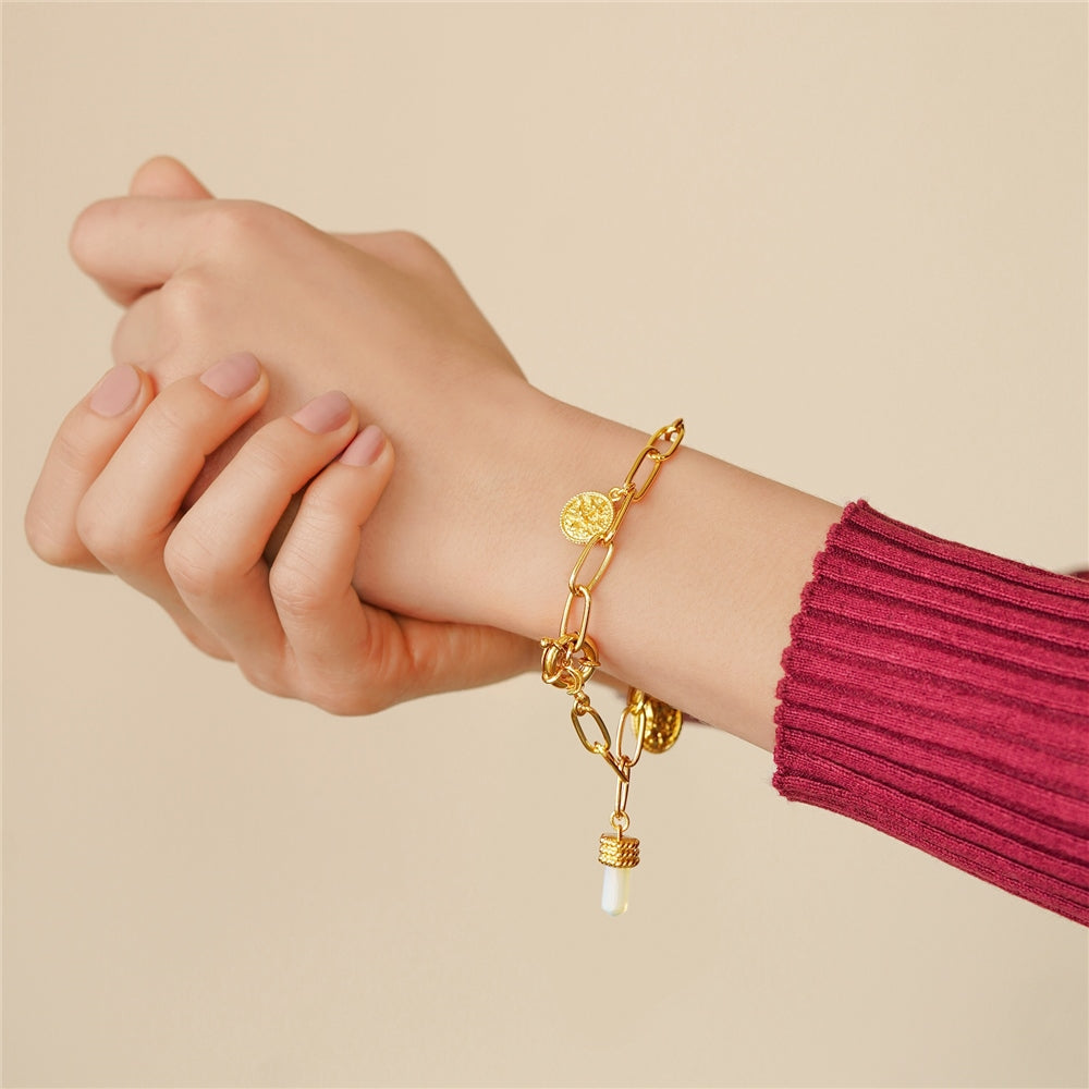 Gold Plated Bracelet with Opalite Charms