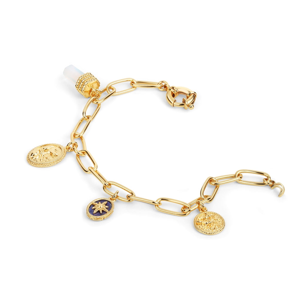 Gold Plated Bracelet with Opalite Charms