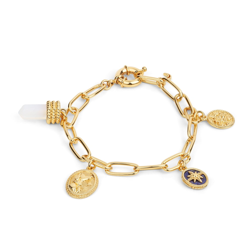 Gold Plated Bracelet with Opalite Charms