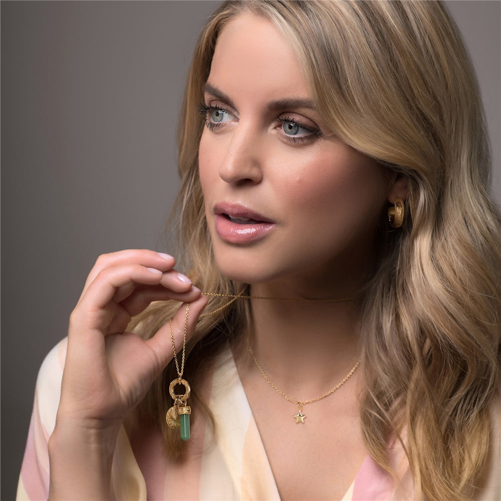 Gold Plated Pendant with Green Aventurine Charm