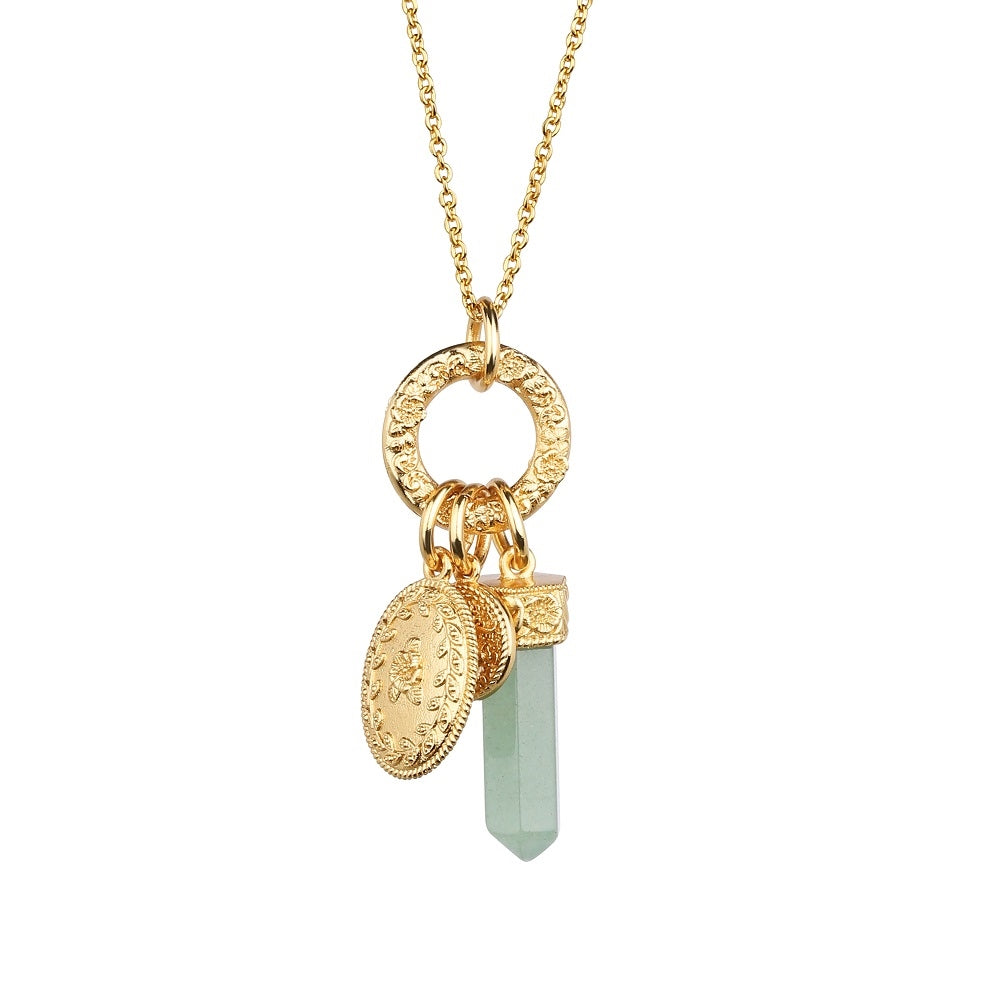 Gold Plated Pendant with Green Aventurine Charm – Newbridge Silverware