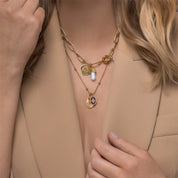 Gold Plated Pendant with Lapis Lazuli Charm