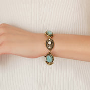 Bracelet with Aqua & Pearl Stone Settings