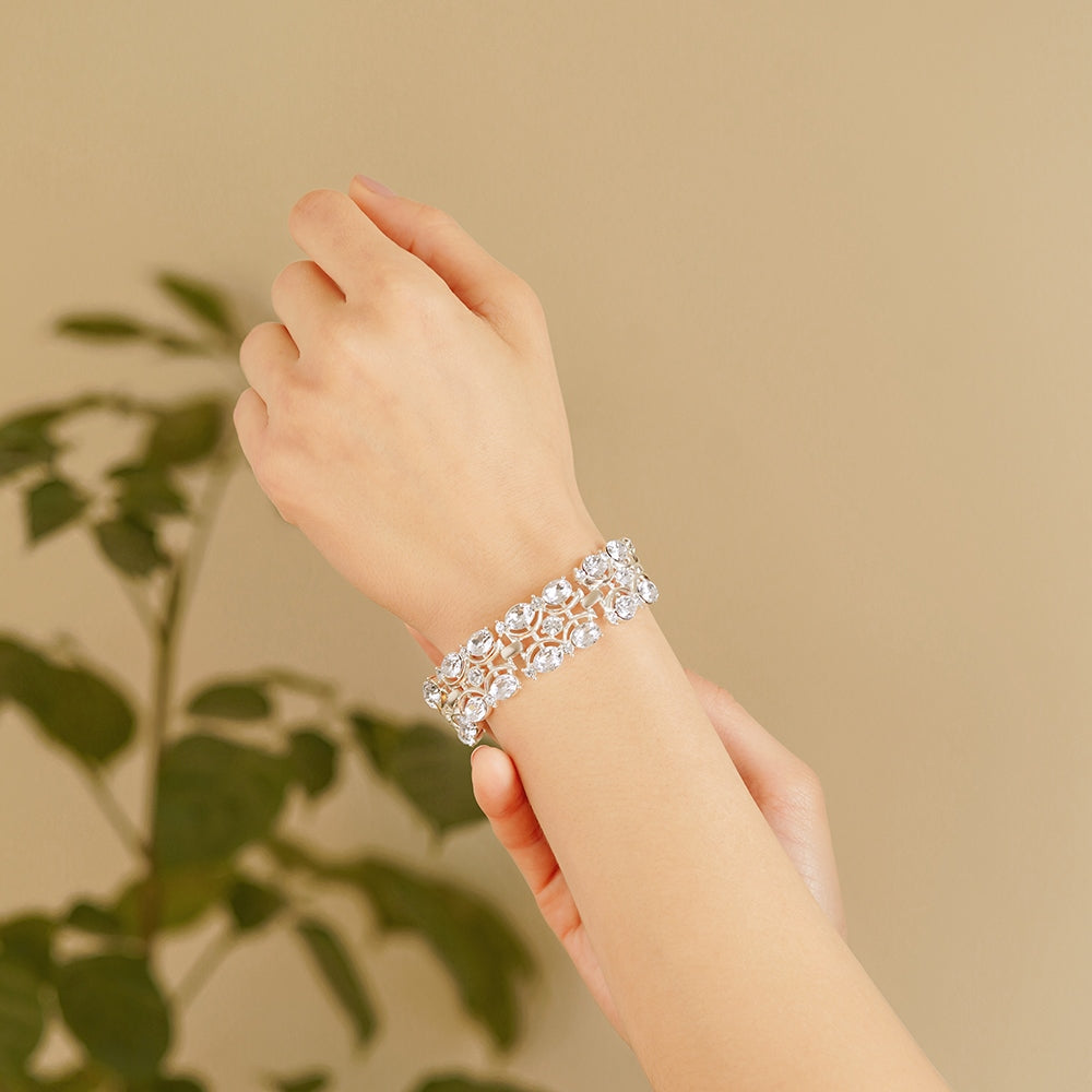 Double Row Bracelet with Clear Stones