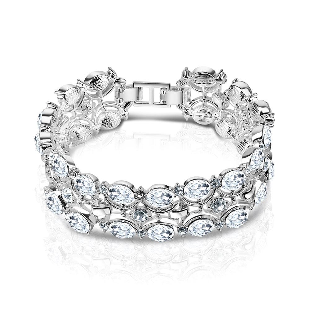 Double Row Bracelet with Clear Stones
