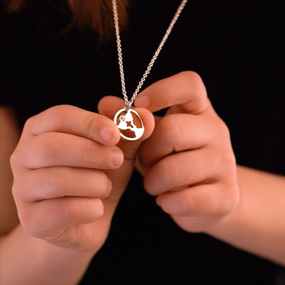 First Communion Pendant with Clear Stone